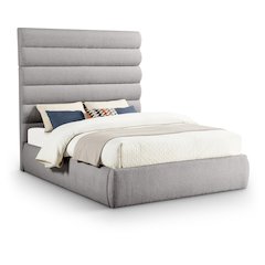 Adam Taupe Boucle Fabric Queen Bed