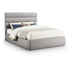 Adam Taupe Boucle Fabric Queen Bed