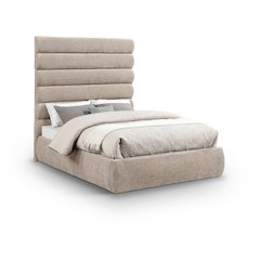 Adam Beige Chenille Fabric Full Bed