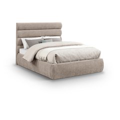 Adam Beige Chenille Fabric Full Bed
