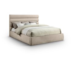 Adam Beige Chenille Fabric King Bed