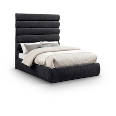 Adam Black Chenille Fabric Full Bed