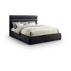 Adam Black Chenille Fabric King Bed