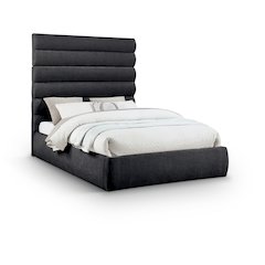 Adam Black Chenille Fabric Queen Bed