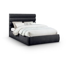 Adam Black Chenille Fabric Queen Bed