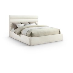 Adam Cream Chenille Fabric King Bed