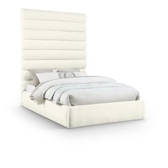 Adam Cream Chenille Fabric Queen Bed