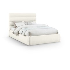 Adam Cream Chenille Fabric Queen Bed