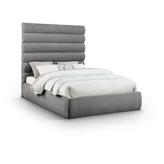 Adam Grey Chenille Fabric Queen Bed