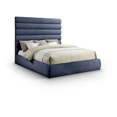 Adam Navy Chenille Fabric King Bed