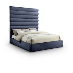 Adam Navy Chenille Fabric King Bed