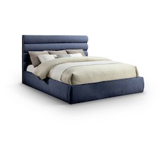 Adam Navy Chenille Fabric King Bed