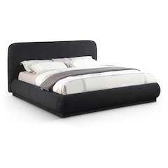 Rigby Black Boucle Fabric Queen Bed