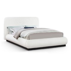 Rigby Cream Linen Textured Fabric Queen Bed