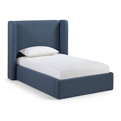 Kendall Navy Linen Textured Fabric Upholstered Twin Bed