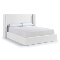 Kendall White Linen Textured Fabric Upholstered Full Bed