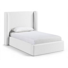 Kendall White Linen Textured Fabric Upholstered Twin Bed