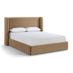 Kendall Beige Velvet Upholstered Full Bed
