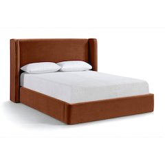Kendall Cognac Velvet Upholstered Full Bed