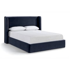 Kendall Navy Velvet Upholstered Queen Bed