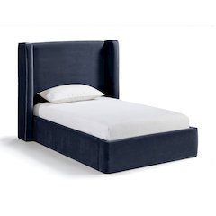 Kendall Navy Velvet Upholstered Twin Bed