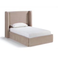 Kendall Taupe Velvet Upholstered Twin Bed