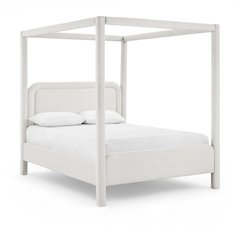 Salina Cream Linen Textured Fabric Upholstered Queen Bed