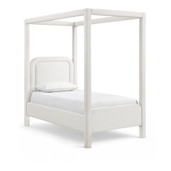 Salina Cream Linen Textured Fabric Upholstered Twin Bed