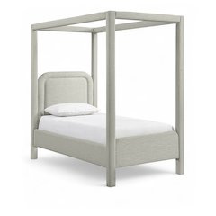Salina Grey Linen Textured Fabric Upholstered Twin Bed
