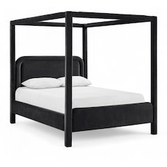 Salina Black Velvet Upholstered Full Bed