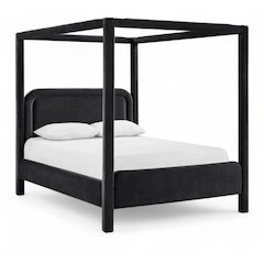 Salina Black Velvet Upholstered King Bed