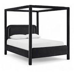 Salina Black Velvet Upholstered Queen Bed