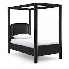 Salina Black Velvet Upholstered Twin Bed