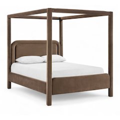 Salina Brown Velvet Upholstered Queen Bed