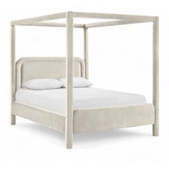 Salina Cream Velvet Upholstered Full Bed