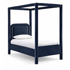 Salina Navy Velvet Upholstered Twin Bed