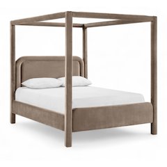 Salina Taupe Velvet Upholstered King Bed