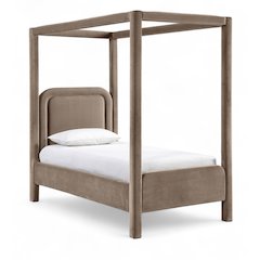 Salina Taupe Velvet Upholstered Twin Bed