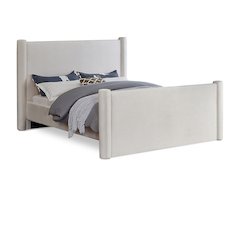 Elias Cream Velvet Queen Bed
