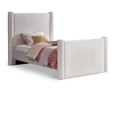 Elias Cream Velvet Twin Bed