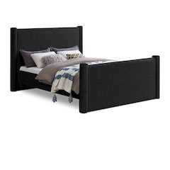 Elias Black Boucle Fabric Queen Bed