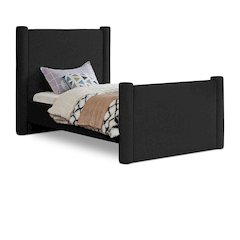 Elias Black Boucle Fabric Twin Bed