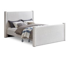 Elias Cream Boucle Fabric Queen Bed