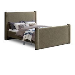 Elias Olive Green Boucle Fabric King Bed