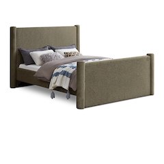 Elias Olive Green Boucle Fabric Queen Bed