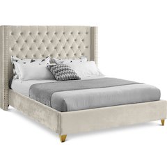 Barolo Cream Velvet Queen Bed
