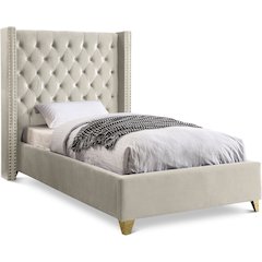 Barolo Cream Velvet Twin Bed