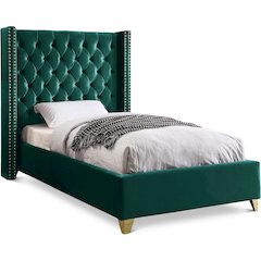 Barolo Green Velvet Twin Bed
