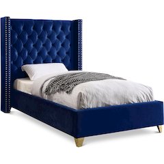 Barolo Navy Velvet Twin Bed