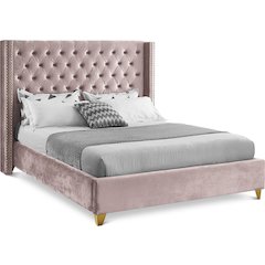 Barolo Pink Velvet Queen Bed